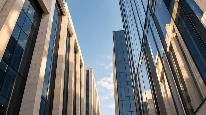 Illustrative architecture in a financial district